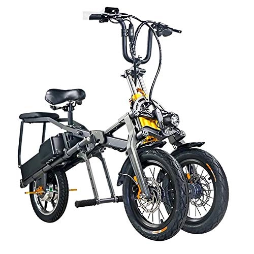 Elektrofahrräder : MSM Inverted Dreirad E-Bike, Falten Undrwachsene Scooter Faltrad, Pick Up Kinder Pullable Tragbares Undlternteil-Kind Elektrofahrrad Schwarz 30-40km, 48v, 30km / h