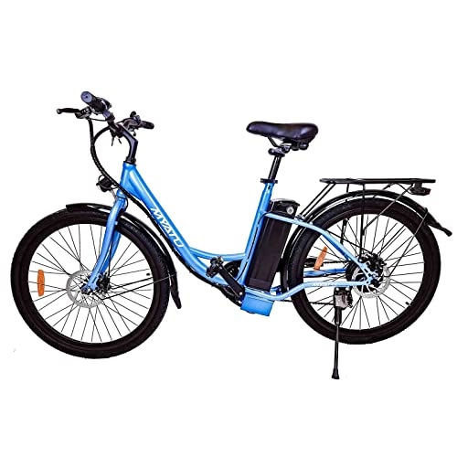 Elektrofahrräder : Myatu EBike 26 Zoll Cityrad Pedelec für Damen und Herren, Elektrofahrrad mit Shimano 6 Gang Schaltung, 250W Motor und 10 Ah Lithium-Akku (Blau)