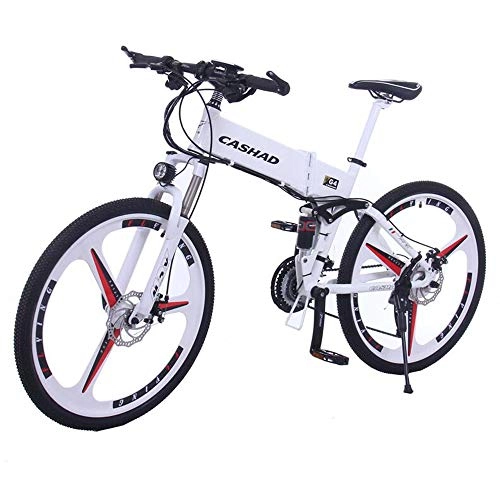 Elektrofahrräder : MYYDD Elektrisches Mountainbike, 26 Zoll Falte-E-Bike 350W 24 Speeds Citybike Commuter Bike mit 36V 10Ah Ressable Lithium-Batterie, White