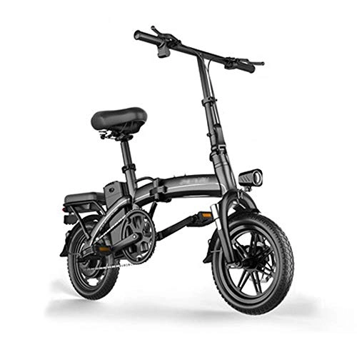 Elektrofahrräder : OQJUH Zusammenklappbares Elektrofahrrad für Erwachsene Elektrofahrrad / Pendler-E-Bike mit Abnehmbarer Lithium-Ionen-Batterie mit großer Kapazität (48 V, 400 W), Endurance60KM, Black