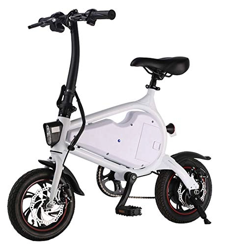 Elektrofahrräder : OTO 12-Zoll-Elektrofahrrad - Intelligent Positioning Miniature Folding Adult Scooter - 36V 10.4AH wasserdicht IP54 - Hinterrad-Scheibenbremse - Belastbarkeit 120, White