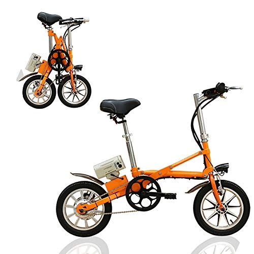 Elektrofahrräder : Pc-Glq 250W Elektrisches Fahrrad, 36V / 8AH Lithium-Batterie Kleines Fahrrad, 14" Faltbarer Stadt-Elektrisches Fahrrad, Abnehmbare Batterie, DREI Modi, Höchstgeschwindigkeit 25 Km / H, Orange