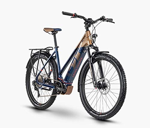 Elektrofahrräder : Pexco Husqvarna Cross Tourer 6 Shimano Steps Trekking Elektro Fahrrad 2020 (27.5" Damen Trapez 45cm, Bronze / Blue / Red)