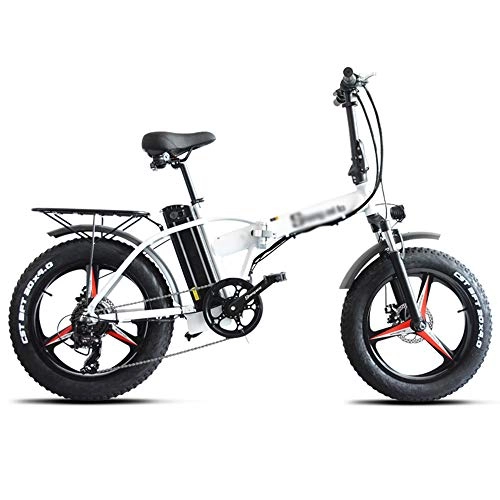 Elektrofahrräder : PHASFBJ Elektrofahrrad Faltbares Mountainbike, 20 Zoll Klappbares E-Bike 7 Gang-Schaltung Alu-Rahmen E-Citybike für Erwachsene 48V 15Ah Lithium-Batterie, Weiß