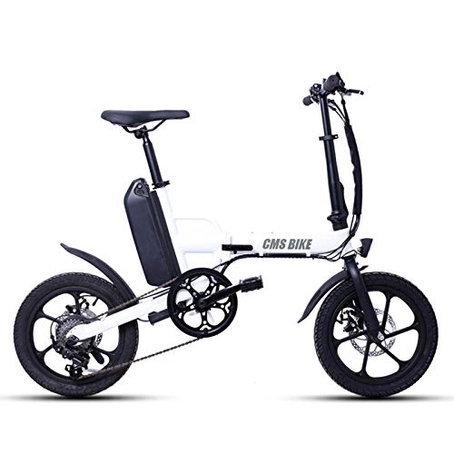 Elektrofahrräder : QGUO E-Bike Elektrofahrrad, Faltrad Fahrrad Leichtes Elektrofahrrad 250W 36V mit 16-Zoll-Reifen-LCD-Bildschirm 6-Gang-Schalthebel, für Erwachsene in der Stadt, Weiß
