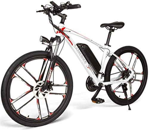 Elektrofahrräder : RDJM Ebike e-Bike, Electric Mountain Bike 26" 48V 350W 8Ah austauschbare Lithium-Ionen-Batterie-elektrisches Fahrrad for Erwachsene Scheibenbremsen Tragfähigkeit 100 kg (Color : White)