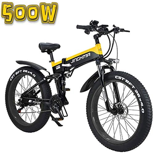 Elektrofahrräder : RDJM Ebike e-Bike Elektro-Fahrrad, das 26-Zoll-Folding 13AH Lithium-Batterie-Schnee-Fahrrad, LCD-Display und LED-Scheinwerfer, 4, 0 Fat Reifen, 48V500W Soft-Schwanz-Fahrrad
