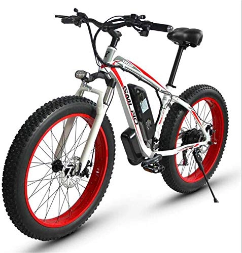 Elektrofahrräder : RDJM Ebike e-Bike Elektro-Mountainbike for Erwachsene, 500W 26 ‚‘ Fat Reifen Elektro-Fahrrad mit Wechsel 48V 15AH Lithium-Ionen-Akku, 27-Gang-Schalthebel - All Terrain Ebike (Color : Red)