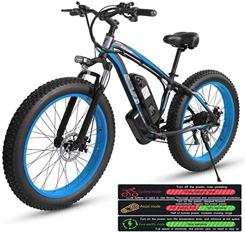 Elektrofahrräder : RDJM Ebike e-Bike, Elektro-Mountainbike for Erwachsene, elektrisches Fahrrad DREI Arbeitsmodi, 26" Fat Tire MTB 21 Speed ​​Gear Pendeln / Offroad Elektro-Fahrrad for Männer Frauen (Color : Blue)