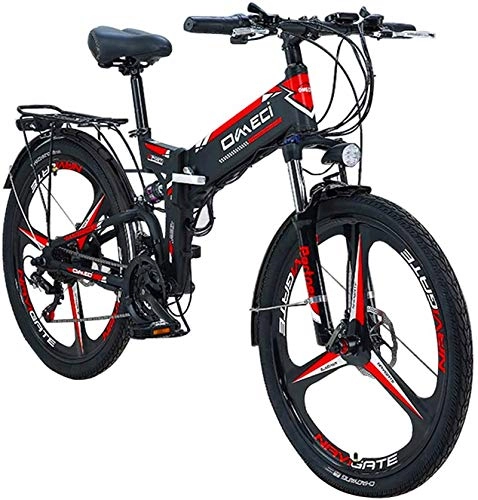 Elektrofahrräder : RDJM Ebike e-Bike, Urban Commuter Elektrofahrräder Erwachsener Strand Schnee Ebike Electric Mountain Fahrrad mit 48V 10AHRemovable Lithium-Ionen-Akku 300W Power Motor (Color : Black)