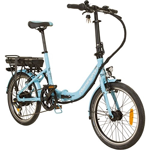 Elektrofahrräder : REMINGTON City Folder 20 Zoll Faltrad E-Bike Klapprad Pedelec StVZO Elektrofaltrad, Farbe:blau