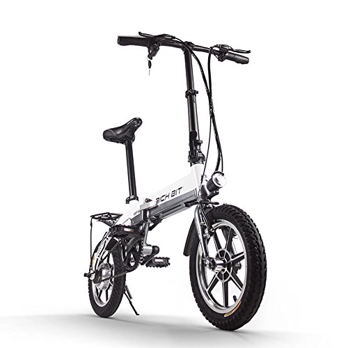 Elektrofahrräder : RICH BIT 250W Elektrofahrrad 36V * 10, 2 Ah 14-Zoll-Faltrad 17 kg RT618 Smart E-Bike (White)