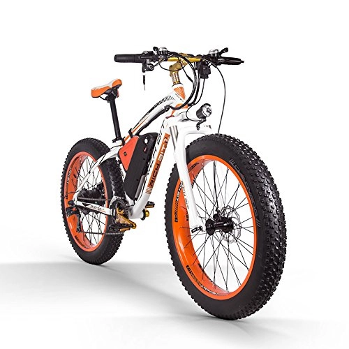 Elektrofahrräder : RICH BIT Electric Bike for Adult Top-022 1000w 48v 17Ah Electric Fat Tire Snow Bicycle Brushless Motor Beach Mountain Ebike (Orange)