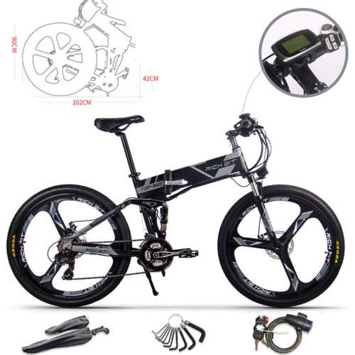 Elektrofahrräder : RICH BIT elektrische Mountainbikes RT-860 26 Zoll faltbares Elektrofahrrad 36V Elektrofahrrad mit 12, 8 Ah LG Li E-Bike für Männer / Erwachsene
