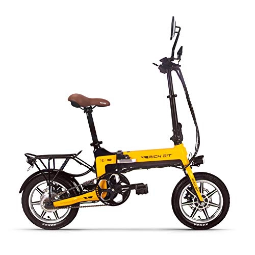 Elektrofahrräder : RICH BIT Elektrofahrrad 250W faltbares E-Bike 14 Zoll City-Elektrofahrräder mit 10, 2 Ah Akku (Gelb)