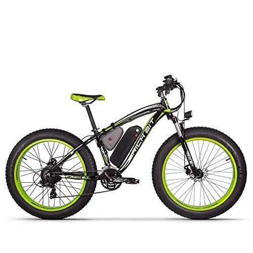 Elektrofahrräder : Rich Bit Elektrofahrrad RT-022 bürstenloser Motor 48 V * 17 Ah LG Li-Akku Intelligentes E-Bike Doppelscheibenbremse Shimano 21-Gang (Black-Green)