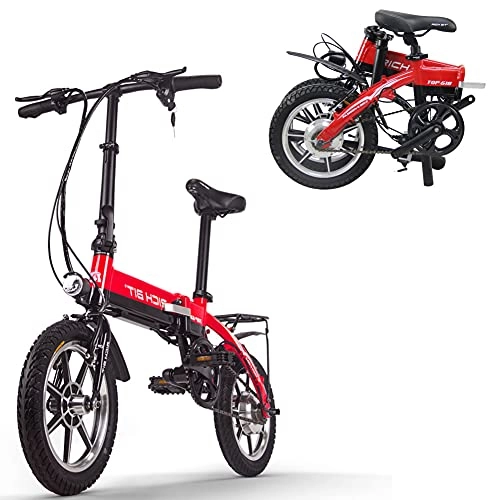 Elektrofahrräder : RICH BIT Elektrofahrrad RT-618, 250 W 36 V * 10, 2 Ah Lithium-Ionen-Batterie, 14 Zoll faltbares Citybike für Erwachsene (rot)