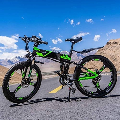 Elektrofahrräder : RICH BIT Elektrofahrrad RT-860 Faltrad Mountainbike Fahrrad 26 Zoll Shimano 21-Gang-Fahrrad Intelligente MTB-Elektrofahrräder (Grün)