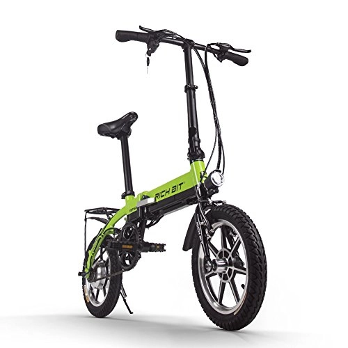 Elektrofahrräder : RICH BIT Herren-Elektrofahrrad 36 V 7, 5 Ah, 14 * 2, 125 Zoll Fahrrad Mountainbike für Erwachsene, abschließbare Federgabel (B1ack&Green)