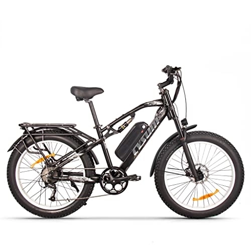Elektrofahrräder : RICH BIT M900 Elektrofahrrad Mountainbike 26 * 4 Zoll Fat Tire Bikes 9 Geschwindigkeiten Ebikes für Erwachsene mit 17Ah Batterie (Weiß-Upgrade)