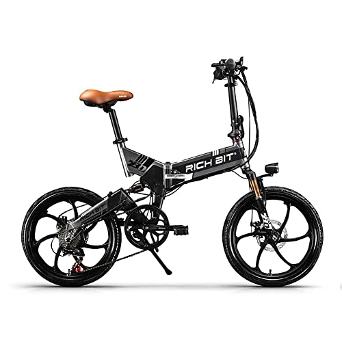 Elektrofahrräder : RICH BIT RT-730 Mountainbike 250W Brushless Motor Bike Sport, 48V 8Ah Lithium Batterie Elektrofahrrad, Mechanische Scheibenbremse Ebike Bremse (Schwarz)