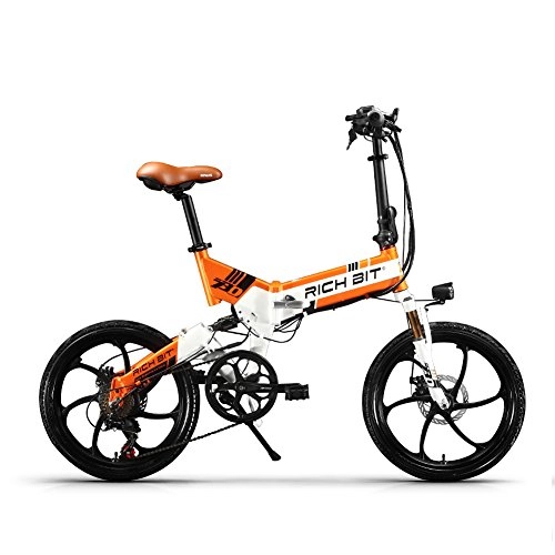 Elektrofahrräder : RICH BIT RT-730 Mountainbike 250W Brushless Motor Sports Bike, 48V 8Ah Lithium Batterie Elektrofahrrad, Mechanische Scheibenbremse Ebike Brake (Orange)