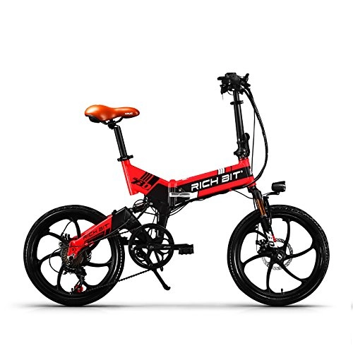 Elektrofahrräder : RICH BIT RT-730 Mountainbike 250W Brushless Motor Sports Bike, 48V 8Ah Lithium Batterie Elektrofahrrad, Mechanische Scheibenbremse Ebike Brake (Rot)
