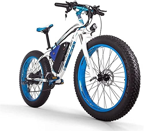 Elektrofahrräder : RICH BIT TOP-022 Elektrofahrrad 26-Zoll-Rad-Mountainbike, 48-V-Lithiumbatterie Leistungsstarkes E-Bike mit elektrischer Unterstützung (17AH, Blau)