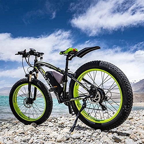 Elektrofahrräder : RICH BIT TOP-022 Elektrofahrrad 26-Zoll-Rad-Mountainbike, 48-V-Lithiumbatterie Leistungsstarkes E-Bike mit elektrischer Unterstützung (17AH, Grün)