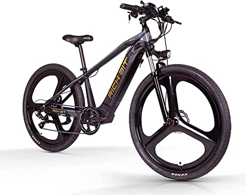 Elektrofahrräder : RICH BIT TOP-520 29" Elektro-Mountainbike, 48V * 10AH Abnehmbarer Lithium-Ionen-Akku, Shimano 7-Gang-Schaltung, MTB-Elektrofahrrad für Erwachsene (Gold)