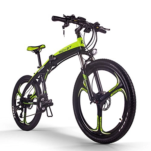 Elektrofahrräder : RICHBIT ZDC Elektrisches Fahrrad, 880, E-Bike, 250W, 36V, 9.6AH (Schwarz Grn)