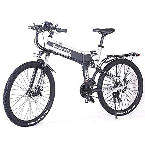 Elektrofahrräder : RZBB Elektrisches Mountainbike, Klappbares 26-Zoll-E-Bike, 36 V, 250 W, 10, 4 Ah, Premium-Vollfederung Und Shimano 21-Gang-Getriebe