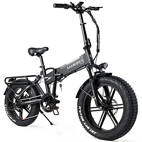 Elektrofahrräder : SAMEBIKE 20 * 4, 0 Zoll Fatbike E Bike Klapprad Elektrofahrrad mit 48V 10Ah Abnehmbarer Akku Shimano 7 Gängen 20" E-Bike Mountainbike EBike klappfahrrad für Herren Damen (XWLX09)