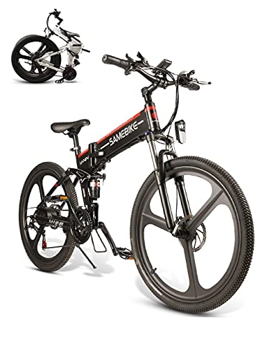 Elektrofahrräder : SAMEBIKE Elektro-Mountainbike, 26 Zoll, klappbar, Elektrofahrrad, 350 W, 48 V, 10 Ah, für Erwachsene, Schwarz