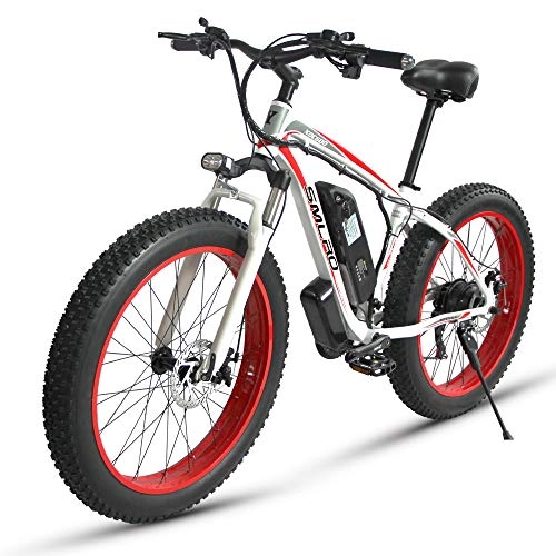 Elektrofahrräder : SAWOO Elektrofahrrad E-Bike Fat Snow Bike 1000W-48V-15Ah Lithium-Batterie 26 * 4, 0 Mountainbike Mountainbike Shimano 21-Gang-Scheibenbremse Smart Electric Bike
