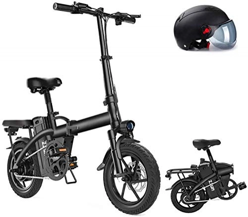 Elektrofahrräder : Schnelle Geschwindigkeit 14" Klapp / Carbon-Stahl Material City Electric Bike Assisted Elektro-Fahrrad Sport-Gebirgsfahrrad mit abnehmbarer Lithium-Batterie 400W / 48V ( Color : Black , Size : 75KM )