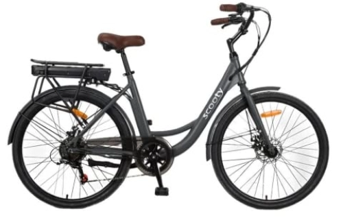 Elektrofahrräder : SCOOTY City 26 Plus Elektrofahrrad für Erwachsene, mit abnehmbarem Akku, Schwarz