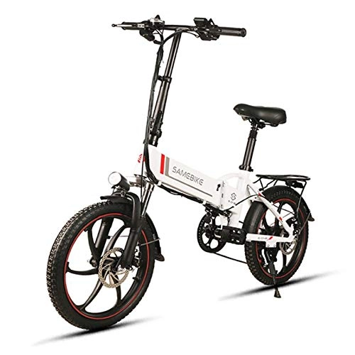 Elektrofahrräder : SHTST 20-Zoll-Elektrofahrrad - MTB E-Bike mit 48V 10.4AH Lithium-Batterie, 7-Gang-Shimano-Gangschaltung und hochfeste Stoßdämpfungsscheibenbremsen, 350W Motor 25km / h (Color : White)