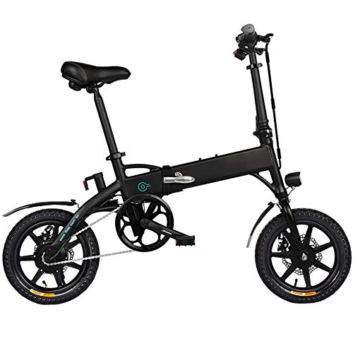 Elektrofahrräder : StAuoPK Folding Elektro-Fahrrad 14-Zoll-Power Assisted elektrisches Fahrrad Lithium-Elektro-Fahrzeug (Schwarz, Weiß), Schwarz