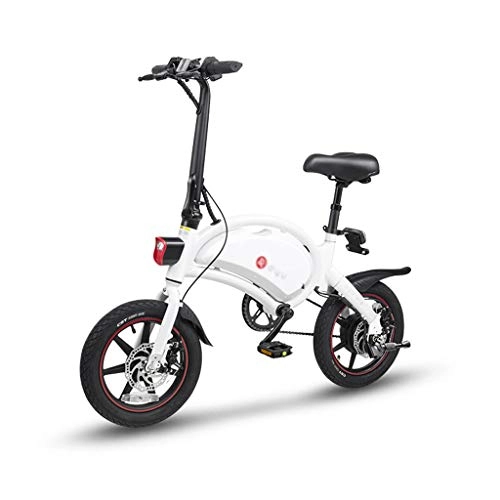 Elektrofahrräder : Style wei 14 Zoll Folding Power-Assist-elektrisches Fahrrad Moped E-Bike 40-60 km Max Bereich Bike tragbare Mini-Motorräder for Männer und Frauen (Color : White)
