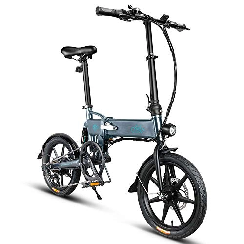 Elektrofahrräder : SUQIAOQIAO Fiido elektrisches Fahrrad D2s, Folding Electric Bike Shimano Speed Gear Mit 7.8Ah Li-Ionen-Akku, Shimano E-Bike mit 250W High Power 16inch Reifen, Grau