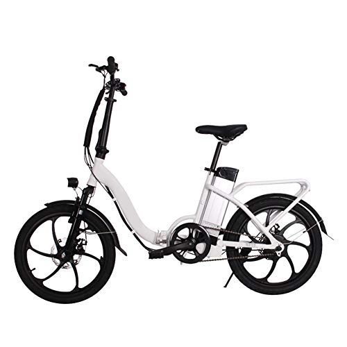 Elektrofahrräder : SYCHONG Folding Electric Bike 20", 36V10AH Abnehmbare Lithium-Batterie Mit LCD-Instrumententafel Vorne Und Hinten Scheibenbremsen LED-Licht Highlight, Weiß