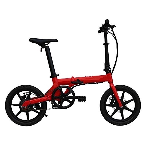 Elektrofahrräder : SYCHONG Folding Elektrisches Fahrrad 16" Räder Motor 3 Arten Von Riding Modes 5 Gears, Rot