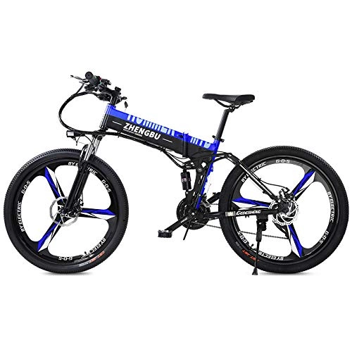 Elektrofahrräder : SYLTL Elektrofahrrad 26 Zoll E- Bike Mountainbike 48V 10AH Lithium Batterie 27 Gang Getriebe Faltbares E-Bike Offroad Stodmpfung, Blackblue