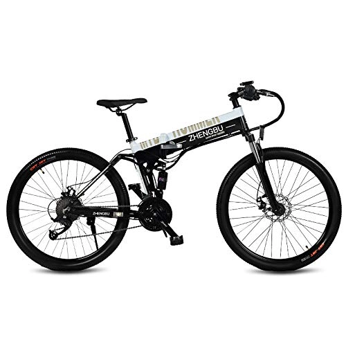 Elektrofahrräder : SYLTL Elektrofahrrad 26 Zoll Faltbares E- Bike Mountainbike 48V 10AH Lithium Batterie 27 Gang Getriebe Geschwindigkeitsuntersttzung, Blackandwhite