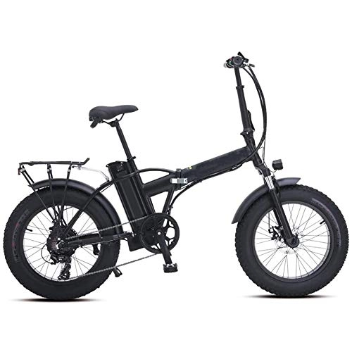 Elektrofahrräder : Syxfckc Elektro-Fahrrad Schnee 500W 20-Zoll-Klapp Mountainbike, mit Einer Scheibenbremse und Einer Lithium-Batterie 48V 15AH (Color : Black)