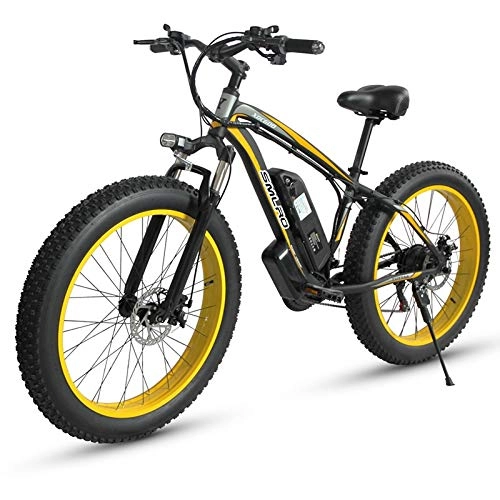 Elektrofahrräder : Syxfckc Elektro-Mountainbike, DREI Loop-Modi, Voll Federgabel, Fahrradreifen 26 * 4.0, 1000w 48V elektrische Mountainbike mit einem Rücksitz (Color : Yellow)