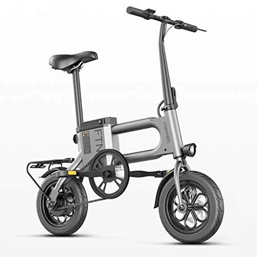 Elektrofahrräder : SZPDD Elektrisches Fahrrad 8.7Ah 12 Zoll-Rad maximaler Motor 25Km / H 350W, der tragbares intelligentes elektrisches Fahrrad faltet, Grau