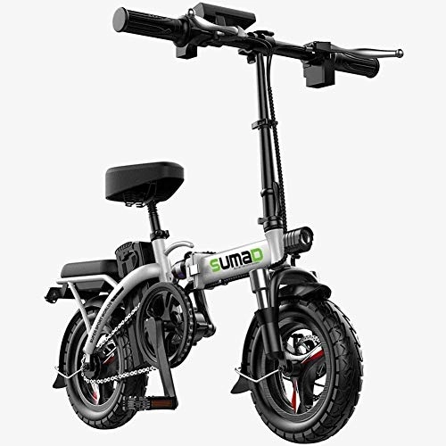 Elektrofahrräder : TCYLZ Elektrofahrrad zusammenklappbar Elektrofahrräder 14-Zoll-Radrahmen aus kohlenstoffhaltigem Stahl mit abnehmbarem 36-V-Lithium-Ionen-Akku Tragbares leichtes Elektrofahrrad DREI Fahrmodi