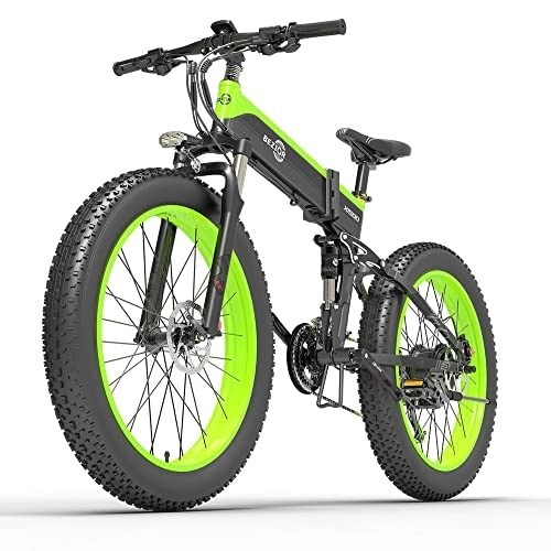 Elektrofahrräder : Teanyotink Elektrofahrrad Mountainbike, 26 Zoll Klappbar E-Bike, E-Faltrad Elektrofahrrad mit Abnehmbare 48V 12.8Ah Lithium-Ionen-Batterie, Maximale Laufleistung 45-100 km(Grün)